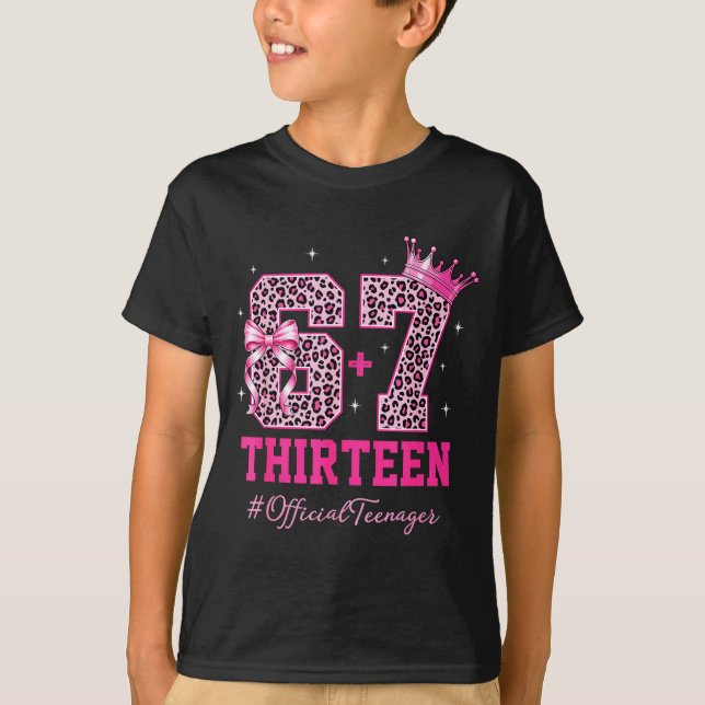 T-shirt 67 Meme 13th Birthday Girl Leopard Nk Bow Cute Tee (Devant)