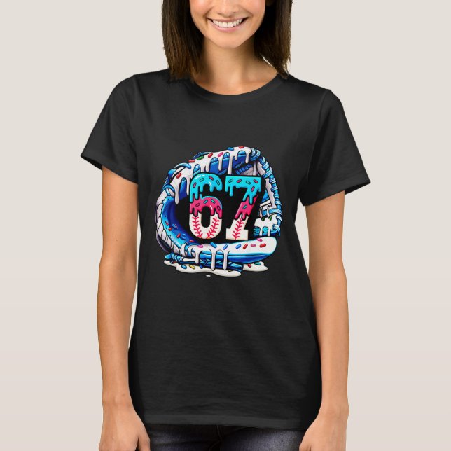 T-shirt 67 Meme Argot Gant de Baseball Drip Crème Glacée S (Devant)