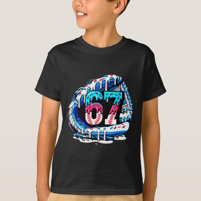T-shirt 67 Meme Argot Gant de Baseball Drip Glace Six Se (Devant)