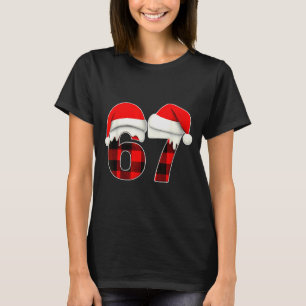 T-shirt 67 Meme Brainrot Drôle de Noël à Carreaux Pyjama d