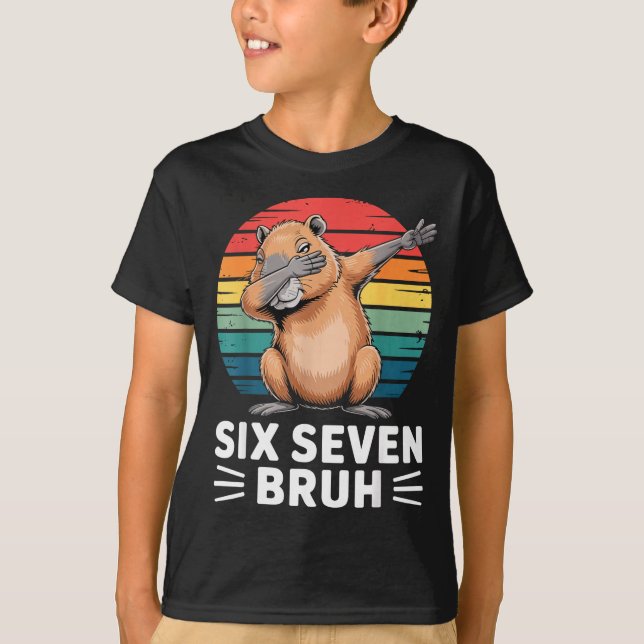 T-shirt 67 Meme Capybara Funny Six Seven Bruh Humor For Ki (Devant)