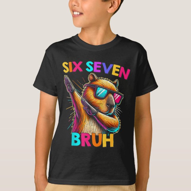 T-shirt 67 Meme Capybara Six Seven Bruh Capybara Kids Boys (Devant)