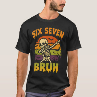 T-shirt 67 Meme Halloween 6 7 Squelette Six Sept Numéros F
