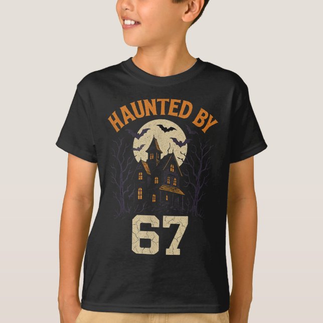 T-shirt 67 Meme Halloween Costume Haunted By 6-7 Brainrot  (Devant)