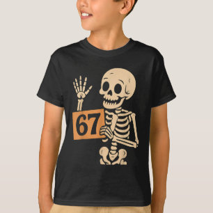 T-shirt 67 Meme Humour 6-7 Drôle de squelette Six Sept Hal