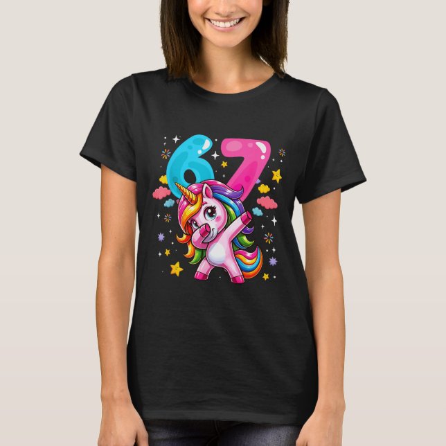 T-shirt 67 Meme Licorne Pour Filles Six Sept Meme Brainrot (Devant)