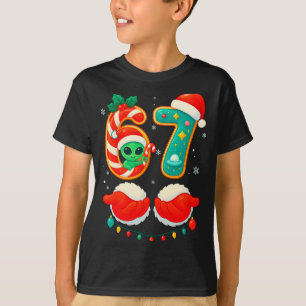 T-shirt 67 Meme Noël Drôle Alien Père Noël Six Sept Xmas