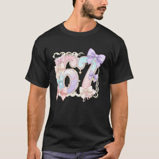 T-shirt 67 Meme Pastel Coquettes Bow Funny Kawaii 6 7 Numb