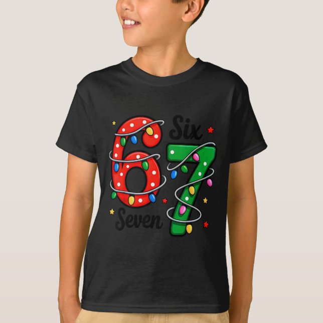 T-shirt 67 Mème Six Sept Drôles de Pyjamas de Noël Garçons (Devant)