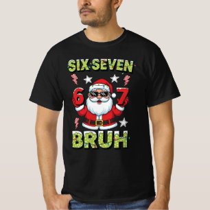 T-shirt 67 Meme Six Seven Bruh Dabbing Père Noël Drôle Noë