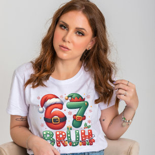 T-shirt 67 Meme Six Seven Bruh Drôle de Noël 6 7