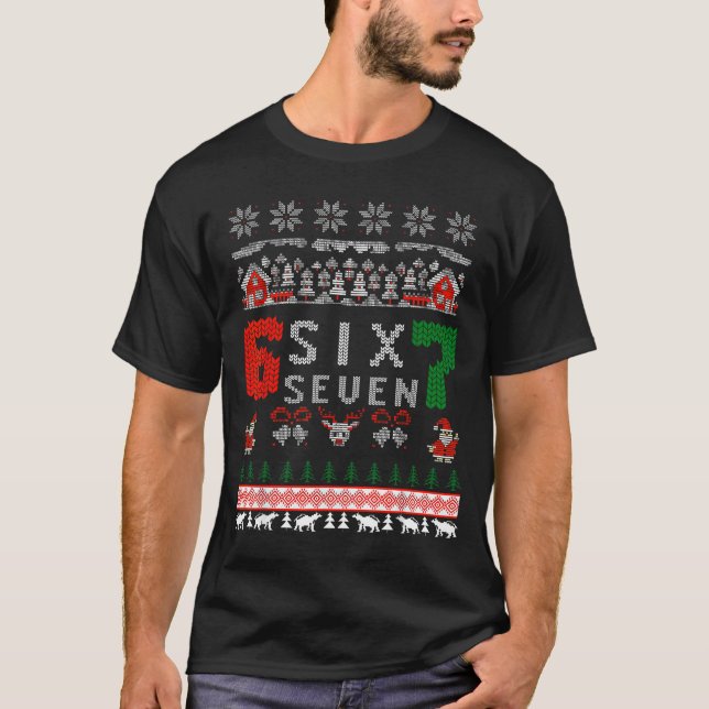 T-shirt 67 Meme Six Seven Christmas Ugly Sweater For Kids  (Devant)