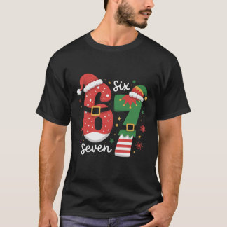 T-shirt 67 Meme Six Seven Elfe Chapeau de Noël de Père Noë