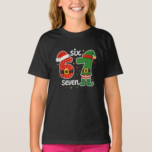 T-shirt 67 Meme Six Seven Noël (Devant)