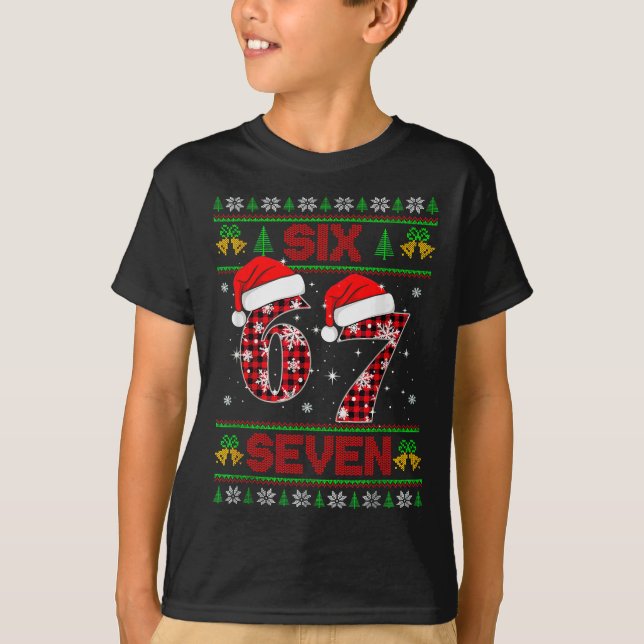 T-shirt 67 Meme Six Seven Pull Noël Ugly pour Enfants  (Devant)