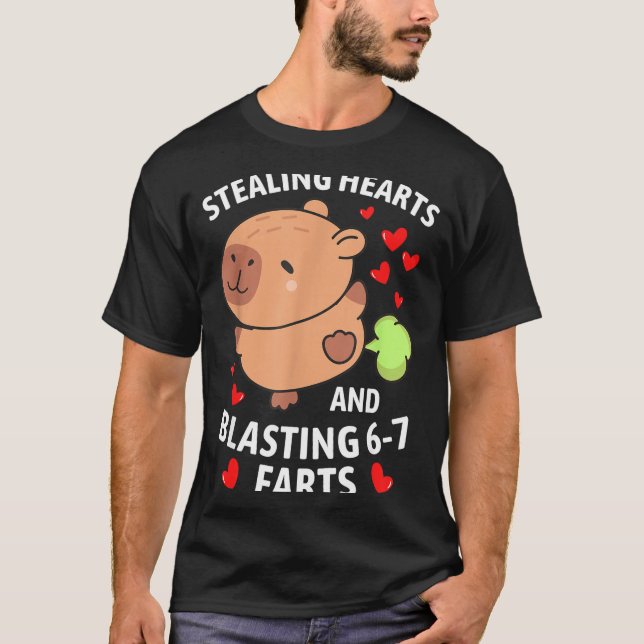 T-shirt 67 Meme Stealing Hearts Valentine's Day Capybara K (Devant)