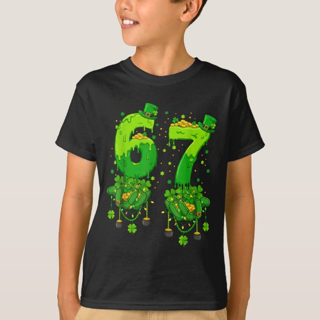 T-shirt 67 Meme Trèfles Six Sept Trèfles 6-7 St-Patri (Devant)