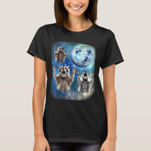 T-shirt 67 Meme Trois Raton Laveur Hurlement à la Lune 67