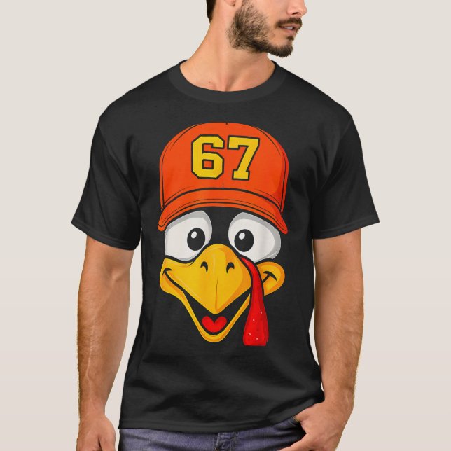 T-shirt 67 Meme Visage de dinde Six Sept Thanksgiving 6 7  (Devant)
