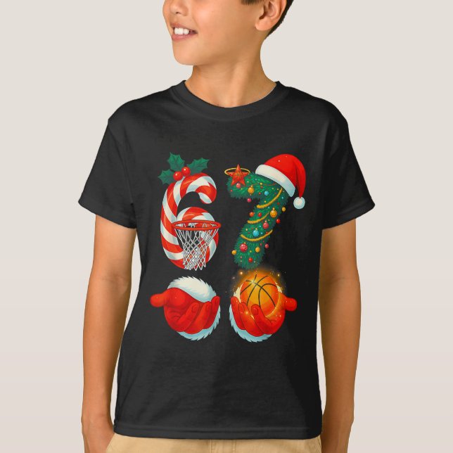 T-shirt 67 Noël 6 7 Mème Basketball Pyjama Génération Alph (Devant)