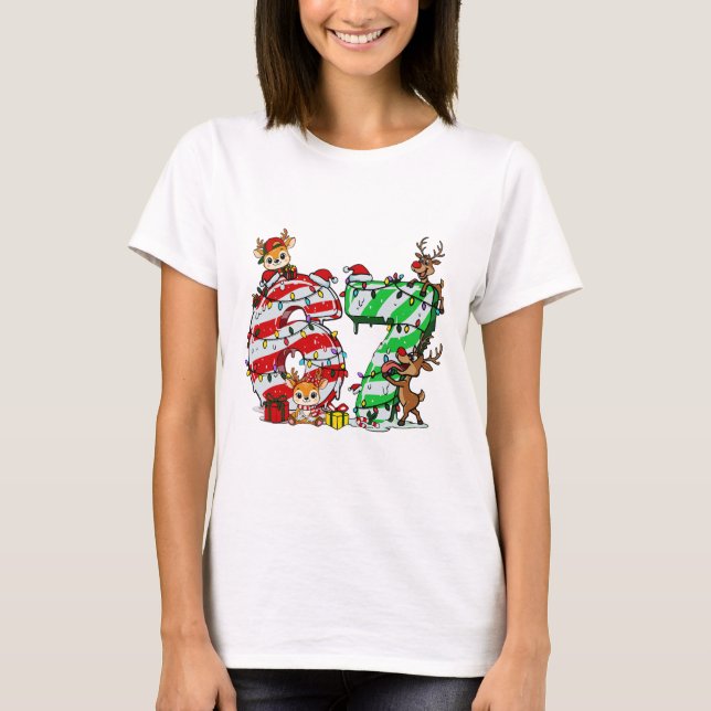 T-shirt 67 Noël 6 7 Mème Pyjama Fête Génération Alpha Sl (Devant)