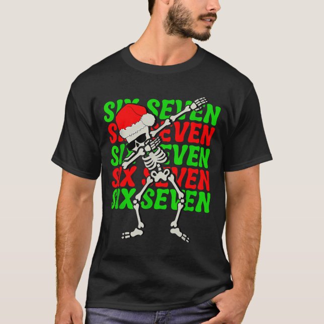 T-shirt 67 Noël Drôle Six Sept Mème Brainrot Dabbing (Devant)