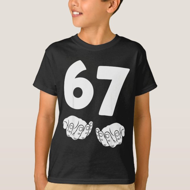 T-shirt 67 Number Sixty-seven Funny Hands Meme Teen Kid Ma (Devant)