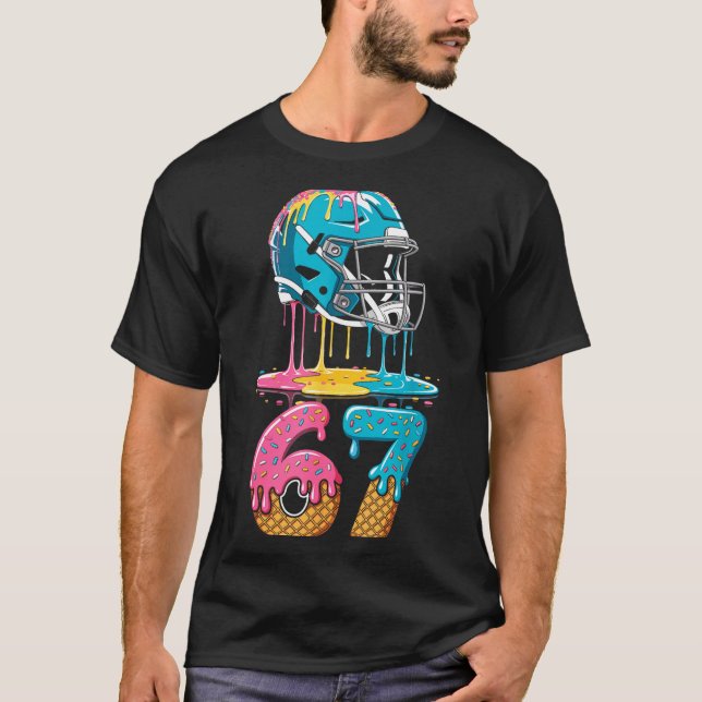 T-shirt 67 Player 67th Birthday Ice Cream American Footbal (Devant)
