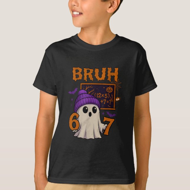 T-shirt 67 Prof de fantôme d'Halloween Six Sept Mème Équat (Devant)