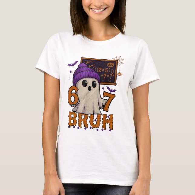T-shirt 67 Prof Halloween Fantôme Six Sept Mème Math Équ (Devant)