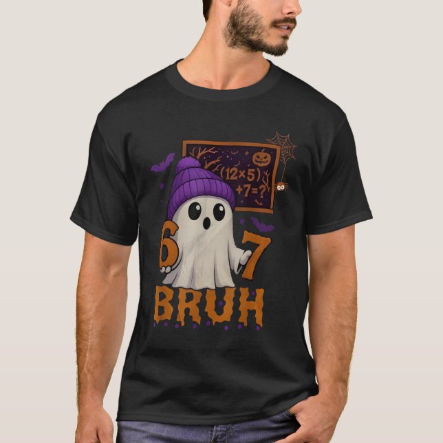 T-shirt 67 Professeur Halloween Fantôme Six Sept Mème Math (Devant)