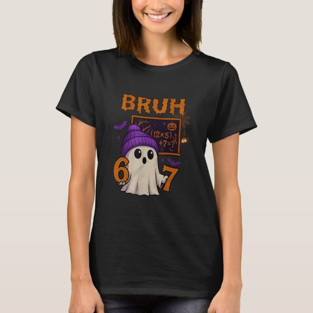 T-shirt 67 Professeur Halloween Fantôme Six Sept Mème Math (Devant)