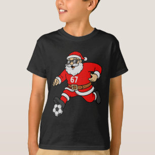 T-shirt 67 Santa du football Six Sept Mème Noël Sport Homm