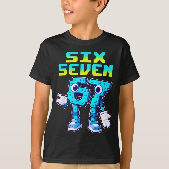 T-shirt 67 Six Seven 6-7 Drôle Italien Brainrot Enfants Ga (Devant)