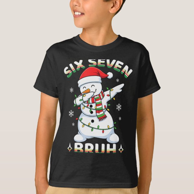 T-shirt 67 Six Seven Bruh Meme Funny Dabbing Snowman Chris (Devant)