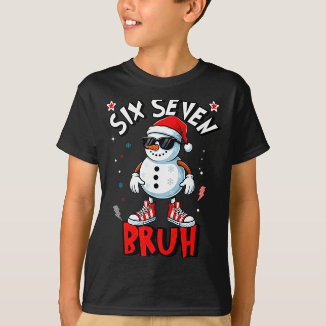 T-shirt 67 Six Seven Christmas Bruh Snowman Funny Kids Boy (Devant)