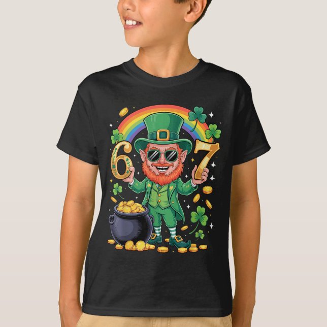 T-shirt 67 Six Seven Drôle 6 7 Mème Saint-Patrick Leprec (Devant)