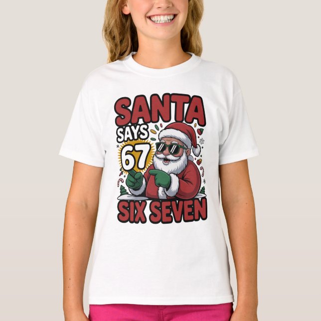 T-shirt 67 Six Seven Drôle de Noël Santa Meme (Devant)