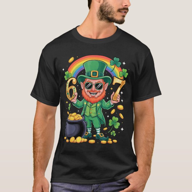 T-shirt 67 Six Seven Funny 6 7 Meme St Patricks Day Leprec (Devant)