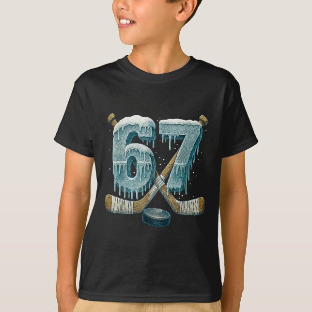 T-shirt 67 Six Seven Hockey Drip Number Funny 6 7 Meme  (Devant)