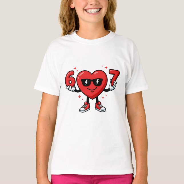 T-shirt 67 Six Seven Rouge Saint-Valentin (Devant)