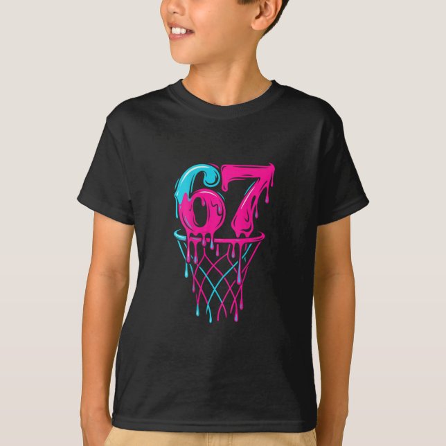 T-shirt 67 Sketll Drip Six Seven Drôle Gen Alpha  (Devant)