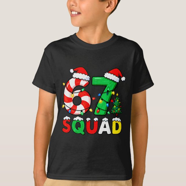 T-shirt 67 Squad Christmas Candy Cane Six Seven Meme Xmas  (Devant)