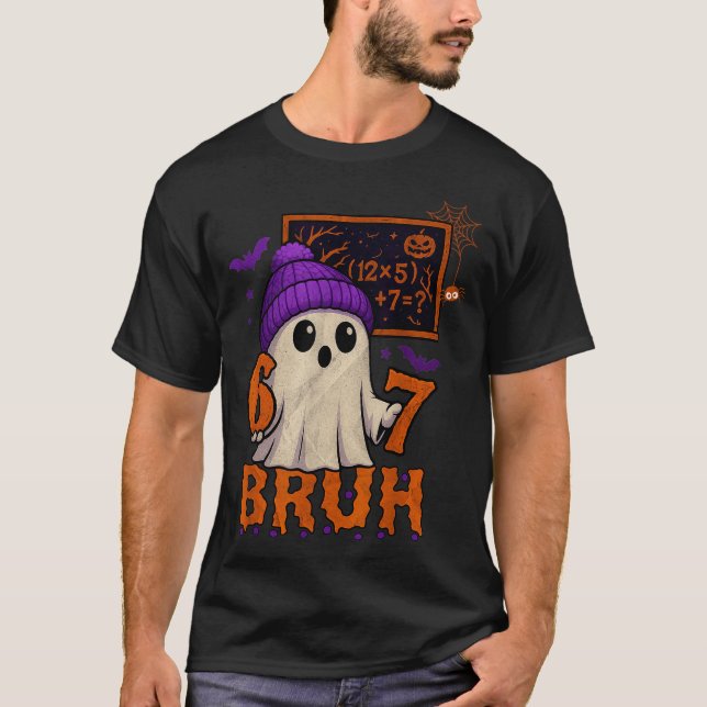 T-shirt 67 Teacher Halloween Ghost Six Seven Meme Math Equ (Devant)