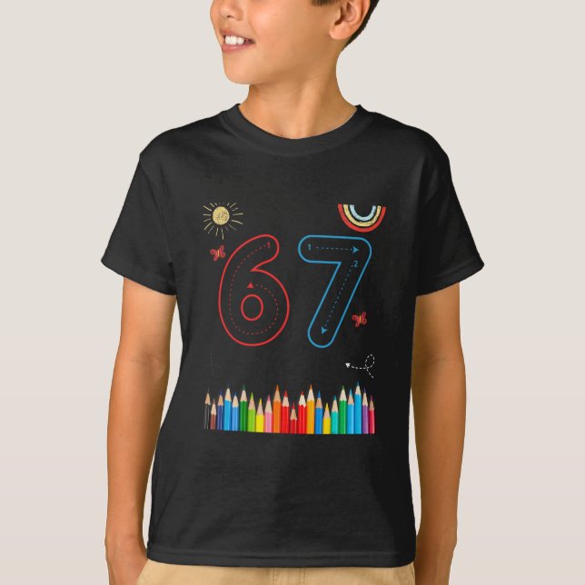 T-shirt 67 Tracing Drôle Mème Enseignants École Élémentair (Devant)