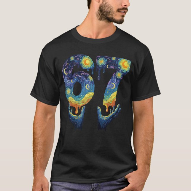 T-shirt 67 Van Gogh Starry Night Ice Cream Drip Funny (Devant)