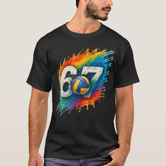 T-shirt 67 Volleyball Six Seven 6 7 Mème (Devant)