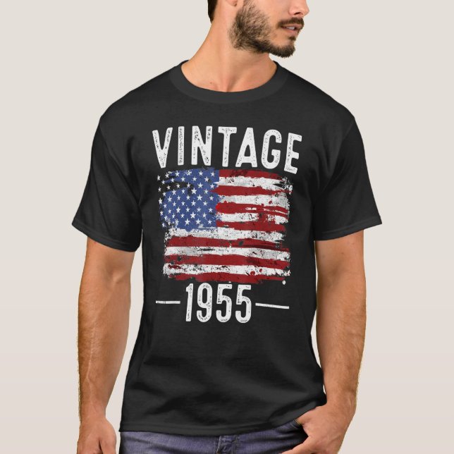T-shirt 67e anniversaire drapeau américain drapeau Vintage (Devant)