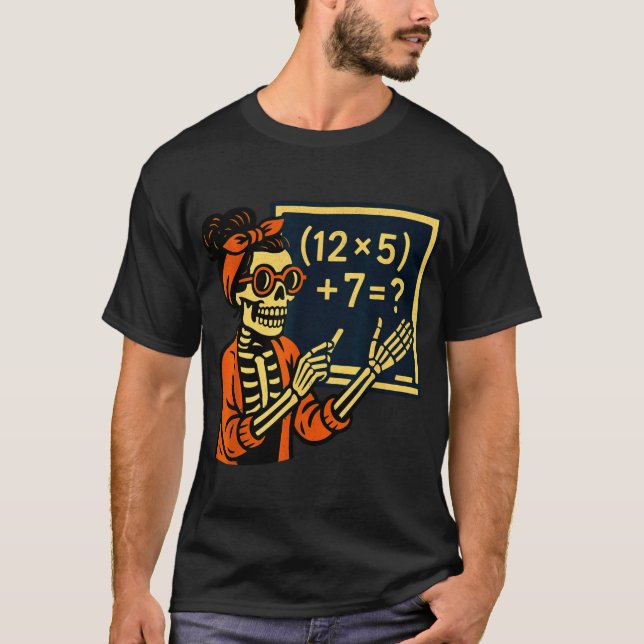 T-shirt 67eacher Halloween Skeleton Si Seven Meme Brainrot (Devant)