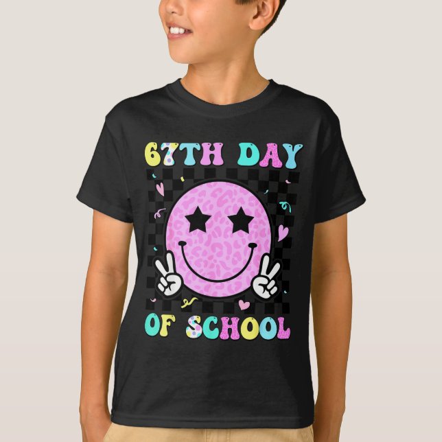 T-shirt 67th Day Of School Smile Face Six Seven Meme Girls (Devant)